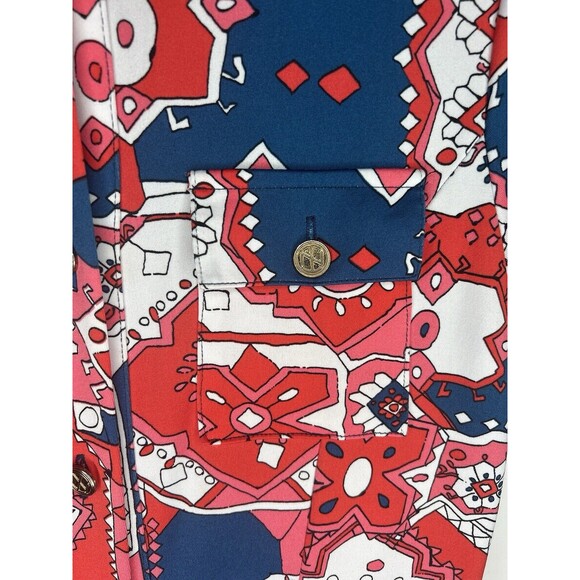 TRACY NEGOSHIAN Short Sleeve Button Up Tie Waist Shirt Dress Size Large - Picture 5 of 8